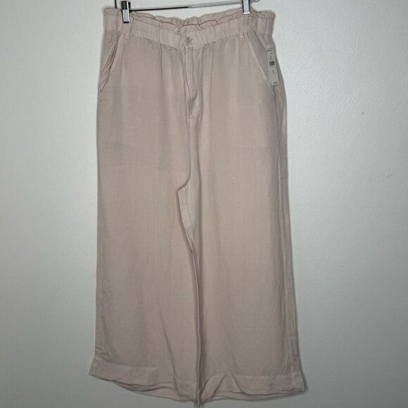 Anthropologie Cloth & Stone Linen Blend Wide Leg Cropped Pants - NWT - Women’s U - Picture 1 of 8